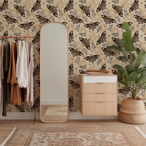 Moth Wallpaper Mural: Boho Insect Peel and Stick Removable Decor