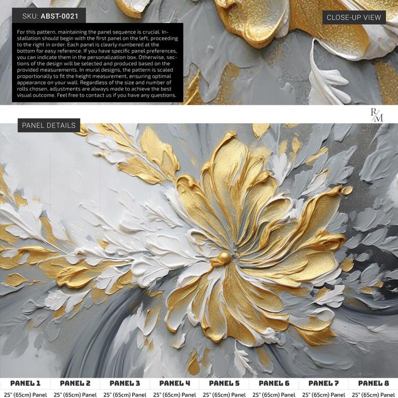 Gold Floral 3D Wall Mural – Textured Elegant Flower Wallpaper for Modern Interiors