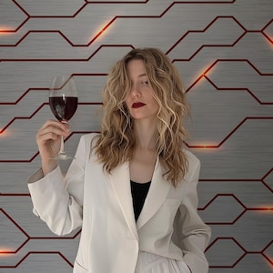 Moderne Tech-LED-Tapete - futuristisches geometrisches Wandbild für Bürodekor