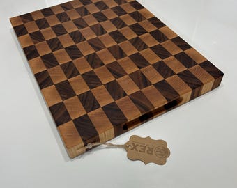 End Grain Cutting Board with Finger Groove Handles