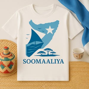 T-shirt de la carte de Soomalie - Design minimaliste inspiré du drapeau somalien | Cadeau de la culture somalienne | T-shirt classique unisexe