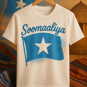 T-shirt de la Soomalie avec drapeau somalien | Chemise minimaliste de fierté somalienne | t-shirt vintage Somalie aquarelle | Cadeau du patrimoine est-africain