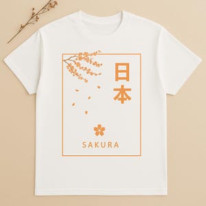 Minimalist Sakura Japanese Cherry Blossom T-Shirt – Aesthetic Japan Streetwear Tee – Floral Graphic Tee