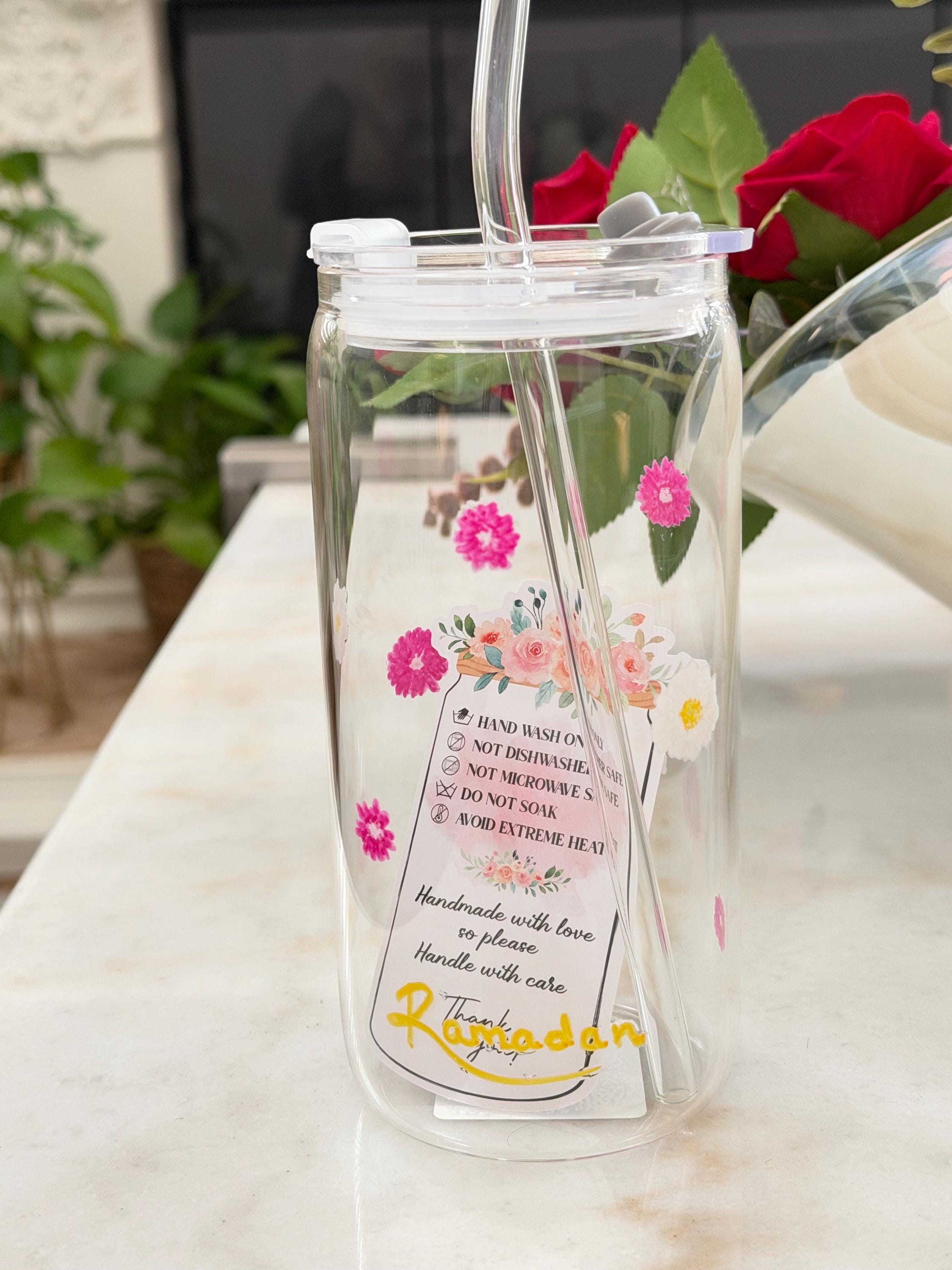 Hand-painted Glass Tumbler With Floral Design, Artisanal Drinkware - Etsy