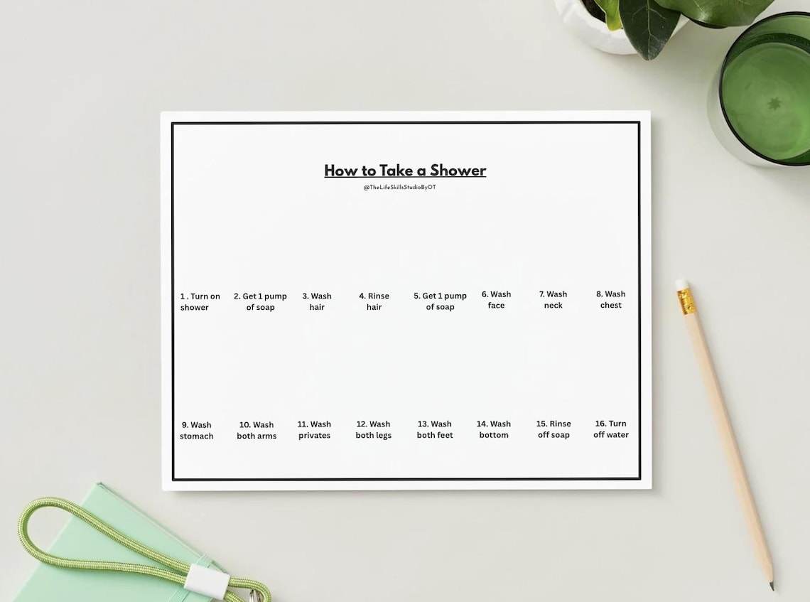Shower Charts.pdf Showering Steps Visual Poster | Showering Task Analysis (digital PDF ...