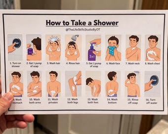 Showering Steps Visual Poster | Showering Task Analysis (Digital PDF)