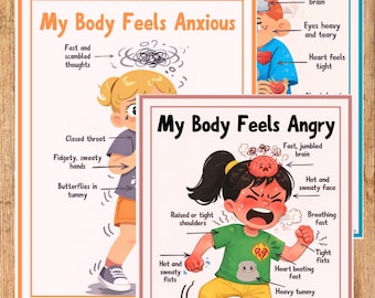 Emotions & Body Sensations Chart | Feelings and Body Clues Printable | Emotional Regulation Poster | Interoception | Body Emotions