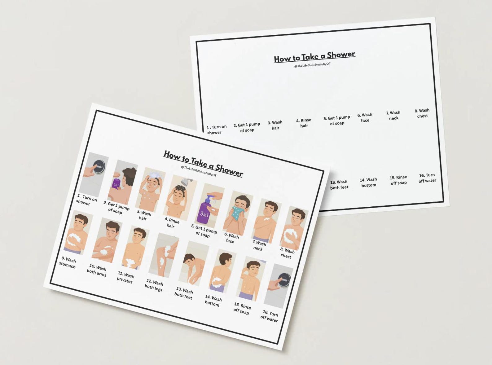 Showering Steps Visual Poster | Showering Task Analysis (digital PDF ...