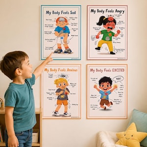 Emotions Body Sensations Chart | Feelings Clues Printable Poster | Emotional Regulation Interoception