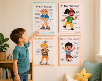 Emotions Body Sensations Chart | Feelings Clues Printable Poster | Emotional Regulation Interoception
