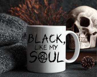 Taza de café de vampiro gótico: Taza de cerámica "Negra como mi alma"