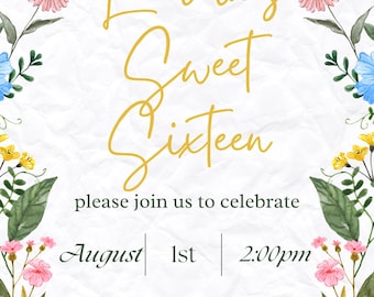 Invitación floral o tarjeta para reservar la fecha