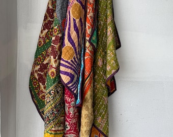 Conjunto de 5 toalhas vintage Kantha sortidas | Toalhas boho de algodão costuradas à mão