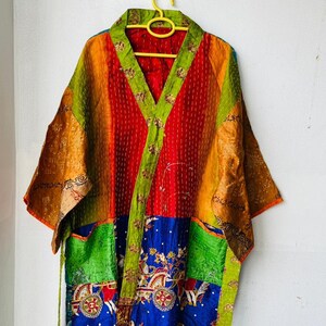 Handmade Kantha Patchwork Kimono, Cotton Bath Robe