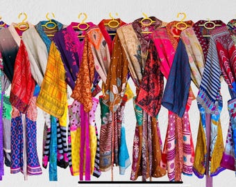 Vintage Wholesale Silk kimono Robe Lot of 20 Pcs | Handmade Recycled Sari Kimono