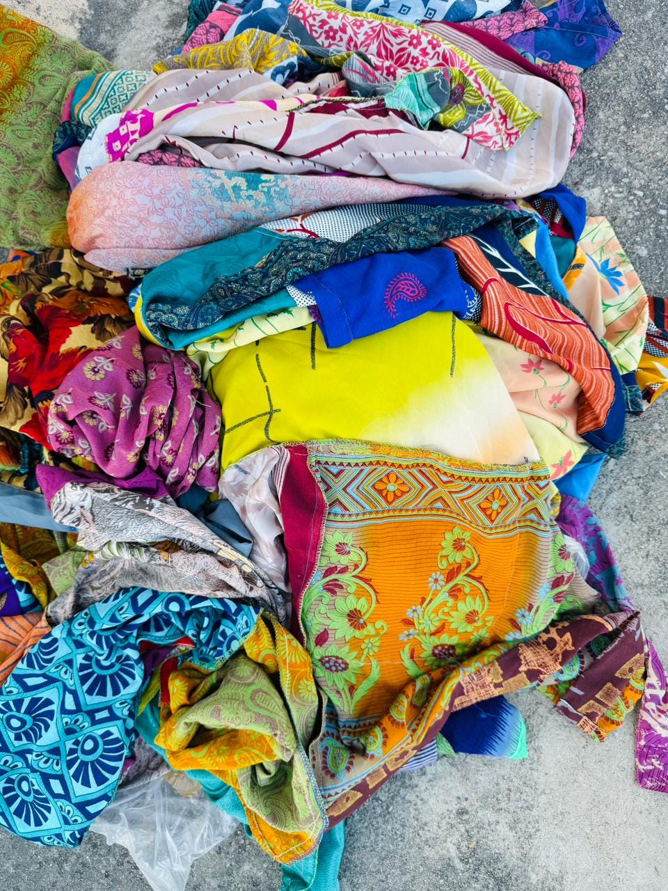 Vintage Pure Silk Saree Lot for Crafting – Mixed Colors, Recycled