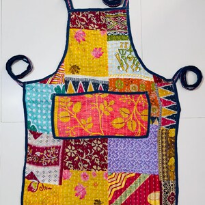 Handmade vintage patchwork Kantha Apron: Vintage Boho Kitchen Wear