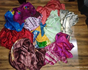 Vintage Recycled Silk Sari Fabric Bundle: Vintage Indian Textiles for Nuno Felting