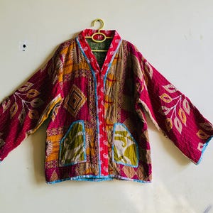 Assorted set of 2 Vintage Handmade Kantha cotton Patchwork Jacket Boho Colorful Festival Wear
