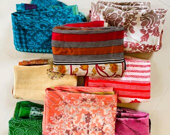 Wholesale Vintage Silk Saree Fabric Bundle For Crafts, Bohemian Quilting & Crafts 10 Pound