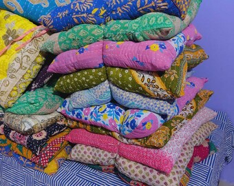Handmade Vintage Floral Kantha chair cushion, 16x16 chair pads