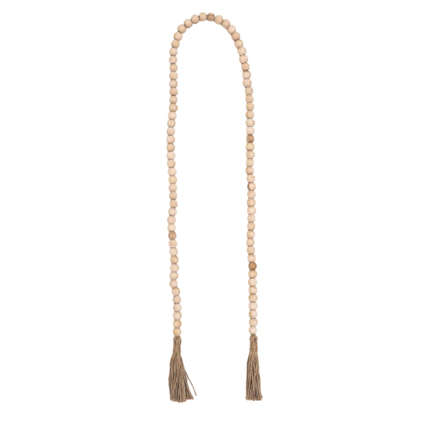 Handmade Natural Wooden Bead Garland With Jute Tassels – Boho Farmhouse ...