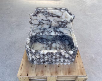 Custom Size Calacatta Viola Marble Sink , Marble Sink Basin , Marble Sink With Backsplash , Wall Mount Marble Sink