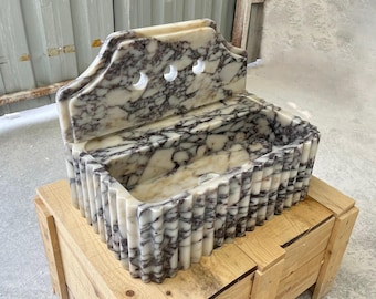 Lavabo de mármol Calacatta Viola a medida, lavabo de mármol, tocador de mármol a medida, lavabo de mármol de pared, lavabo de mármol con protector contra salpicaduras