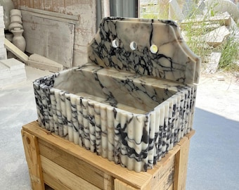 Calacatta Viola Marble Sink With Backsplash