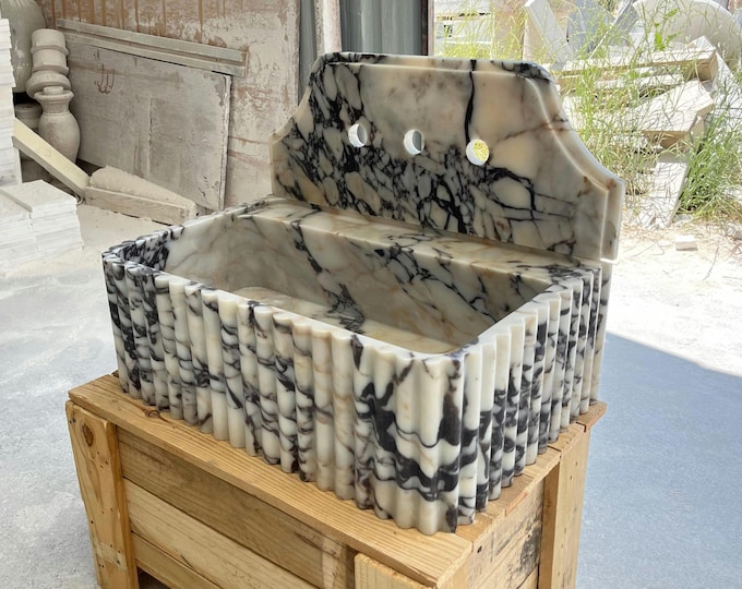 Calacatta Viola Marble Sink With Backsplash