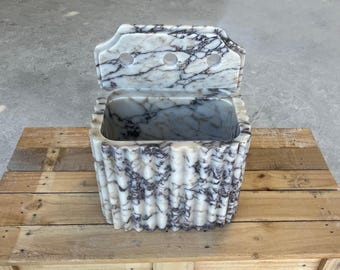 Marble Sink for Powder Room , Calacatta Viola Marble Sink , Handcarved Sink , Wall Mount Marble Sink , Marble Sink With Backsplash