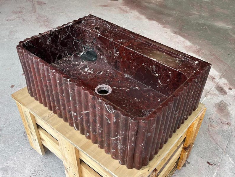 Rosso Levanto Marble Wall Mount Sink