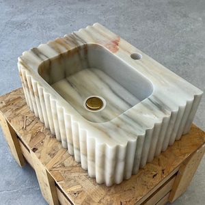 Elegant Bathroom Marble Sink , Wall Mount Marble Sink , Powder Room Marble Sink , Powder Room Marble Sink Basin