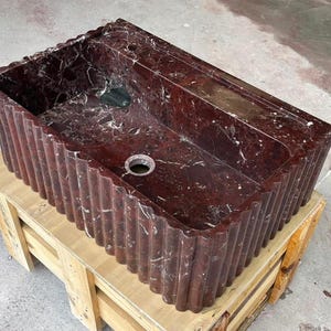 Rosso Levanto Marble Wall Mount Sink