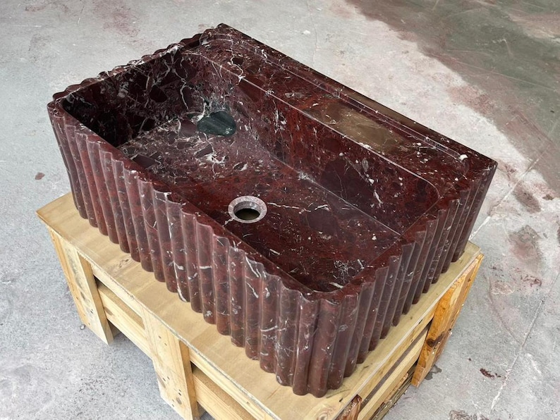 Rosso Levanto Marble Wall Mount Sink