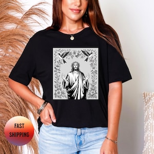 Jesus Vintage 90s Graphic Shirt, Jesus Shirt, Easter Shirt, Christian Shirt, Retro Halftone Graphic Shirt, Religious Shirt, Christian Gift