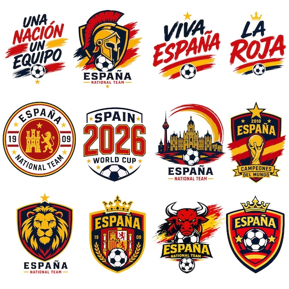 Spain Soccer SVG Bundle,La Roja Fan Designs, España Football Crest Pack, Spain National Team PNG Svg Files .Spain world cup,Spain svg