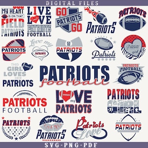 20 archivos, Patriots svg, Patriots png, paquete de Patriots, fútbol americano de los Patriots, Love Patriots, camiseta, imágenes prediseñadas, Cricut, archivo en capas, descarga instantánea