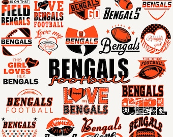 20 archivos, Bengals svg, Bengals png, paquete de Bengals, fútbol americano de los Bengals, Love Bengals, camiseta, imágenes prediseñadas, Cricut, archivo en capas, descarga instantánea