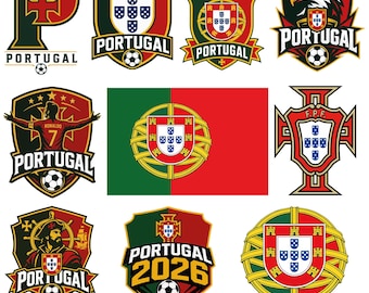 10 File,Portugal Soccer Logo Bundle SVG PNG PDF, Portugal Football Crest Pack, World Cup 2026 Portugal Fan Design,Portugal svg,Ronaldo svg