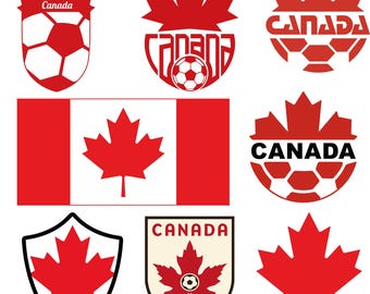8 filer, Kanadas fotboll SVG-paket, Kanadas fotbollslogotyp SVG, Maple Leaf Soccer PNG, Kanadas lag Cricut Cut-fil, Kanadas svg, Kanadas VM