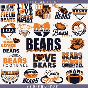 20 archivos, Osos SVG, Osos PNG, Paquete de osos, Osos de fútbol, Osos de amor, Equipo de fútbol, Camiseta, Imágenes prediseñadas, Cricut, Archivo en capas, Descarga instantánea