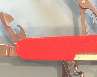 Victorinox Huntsman Plus, Orange Multitool Pocket Knife, Pen Tweezers Pick