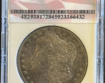 1897 S Morgan Silber Dollar, Toning Blau & Gold