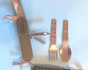 Camping Knife/Multi Tool, with lanyard, fork and spoon
