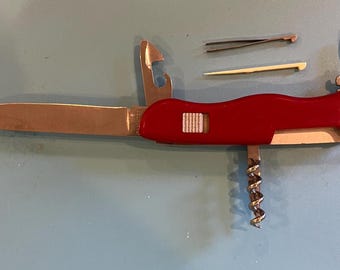 VICTORINOX Picknicker Army Knife Multi Tool 111mm RED, side lock,nylon scales, free ship