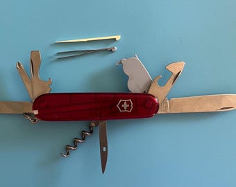 Victorinox Spartan Swiss Army Knife, with Flashlight , TRANSLUCENT, RUBY RED! nice, free ship.