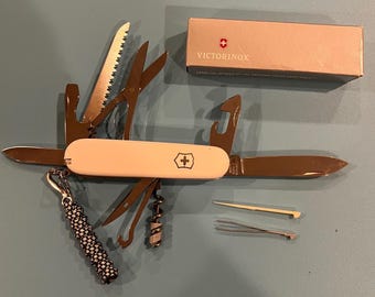 Victorinox Huntsman Knife, White with black & white lanyard, brand new in box