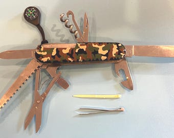 Victorinox Huntsman 91MM Custom Knife by Messerspezi of Germany, Camo scale,  free ship