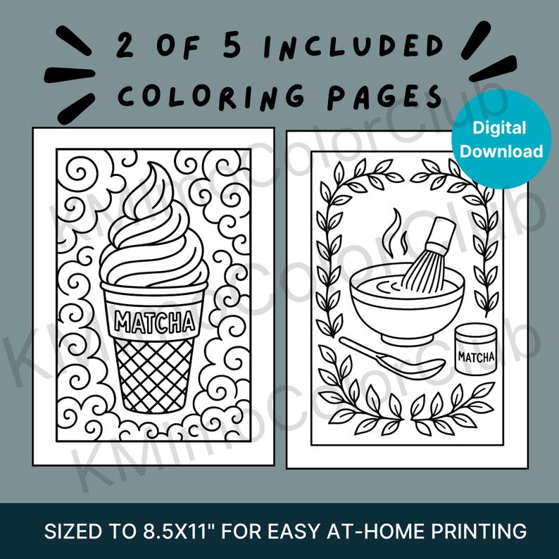 Matcha Color Pages Matcha Tea Coloring Pages: Relaxing Boba & Latte Designs (PDF Download ...